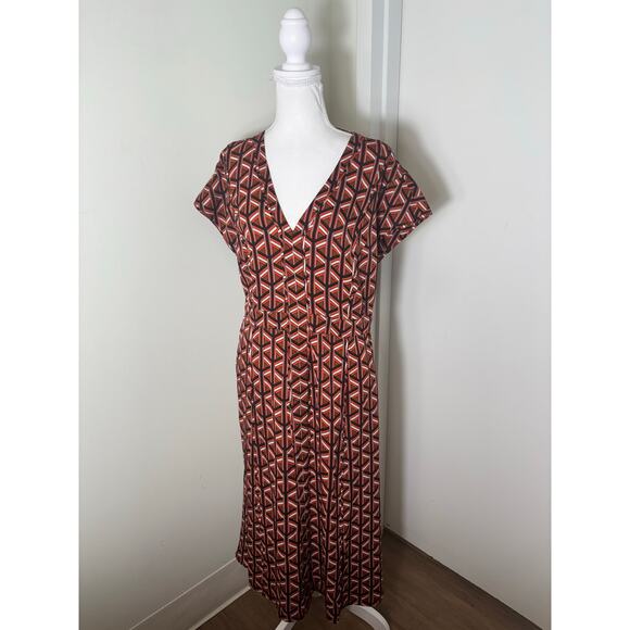 Diane Von Furstenberg Orange Geometric Maxi Dress Sz s - Picture 1 of 4